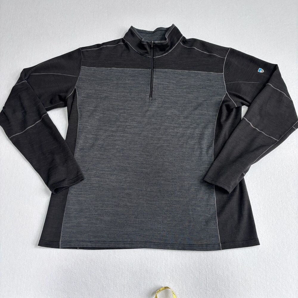 KUHL Ryzer Quarter-Zip Sweater Mens XXL Gray Black Soft Stretch Knit UPF Hike